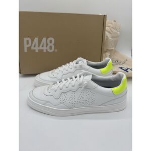 P448 Corbali Perforated Leather Low-Top Sneakers White Yellow Size 47 New In Box